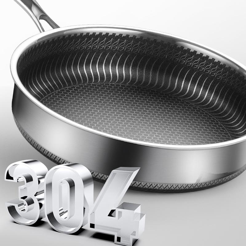 Stainless Steel Frying Pan Non-Stick Cooking Frypan Cookware 28cm Honeycomb Double Sided Payday Deals