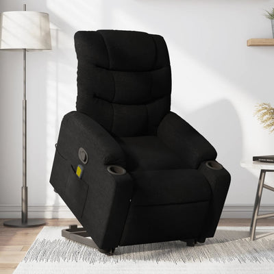 Stand up Massage Recliner Chair Black Fabric Payday Deals