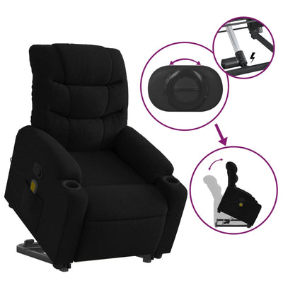 Stand up Massage Recliner Chair Black Fabric Payday Deals