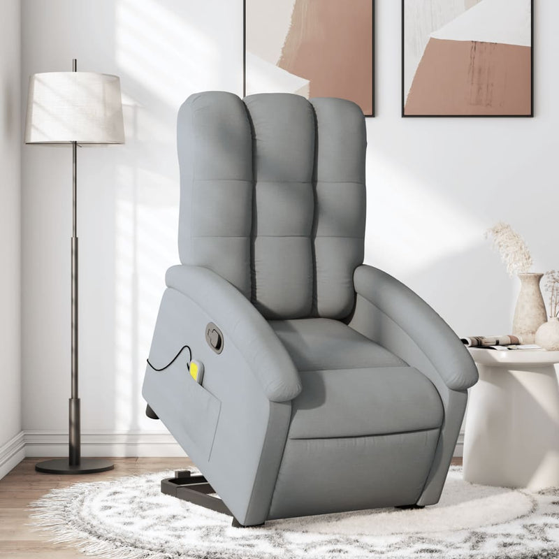 Stand up Massage Recliner Chair Light Grey Fabric Payday Deals