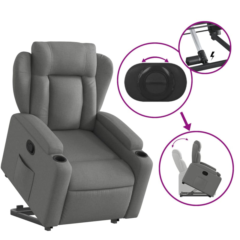 Stand up Recliner Chair Dark Grey Fabric Payday Deals