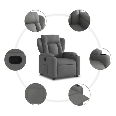Stand up Recliner Chair Dark Grey Fabric Payday Deals