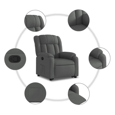 Stand up Recliner Chair Dark Grey Fabric Payday Deals