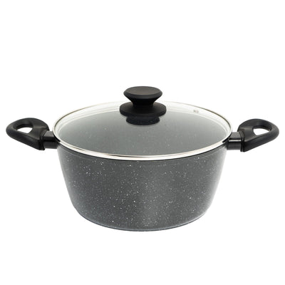 Stone Chef Forged Casserole With Lid Cookware Kitchen Black 24cm Payday Deals
