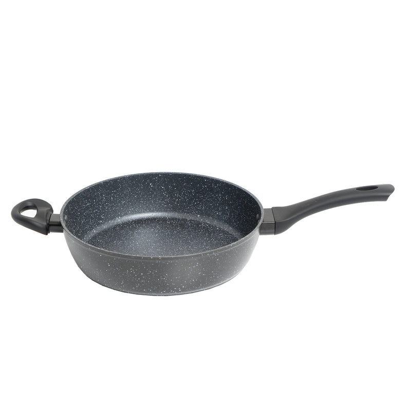 Stone Chef Forged Deep Frying Pan With Lid Cookware Kitchen Fry Pan Black 28cm Payday Deals