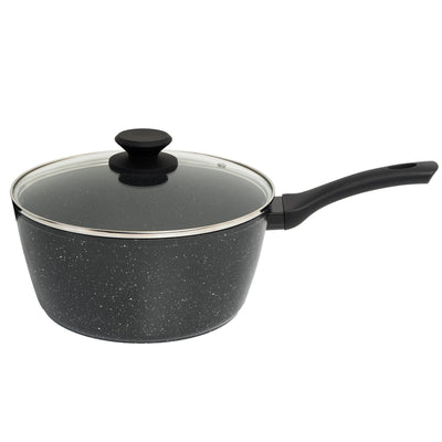 Stone Chef Forged Saucepan With Lid Cookware Kitchen Black 20cm Payday Deals