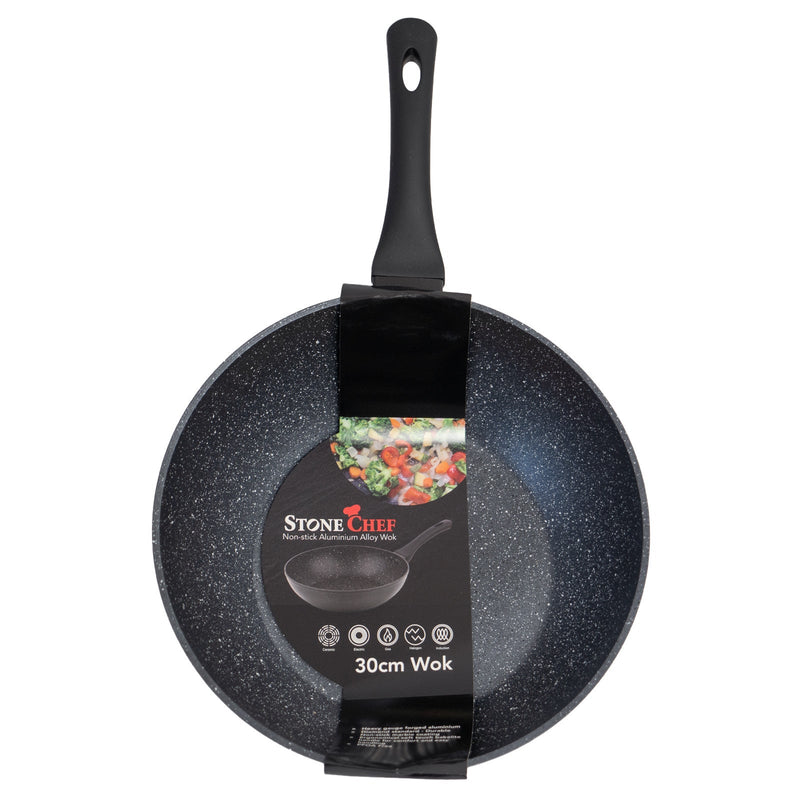 Stone Chef Forged Wok Non Stick Cookware Kitchen Black 30cm Payday Deals