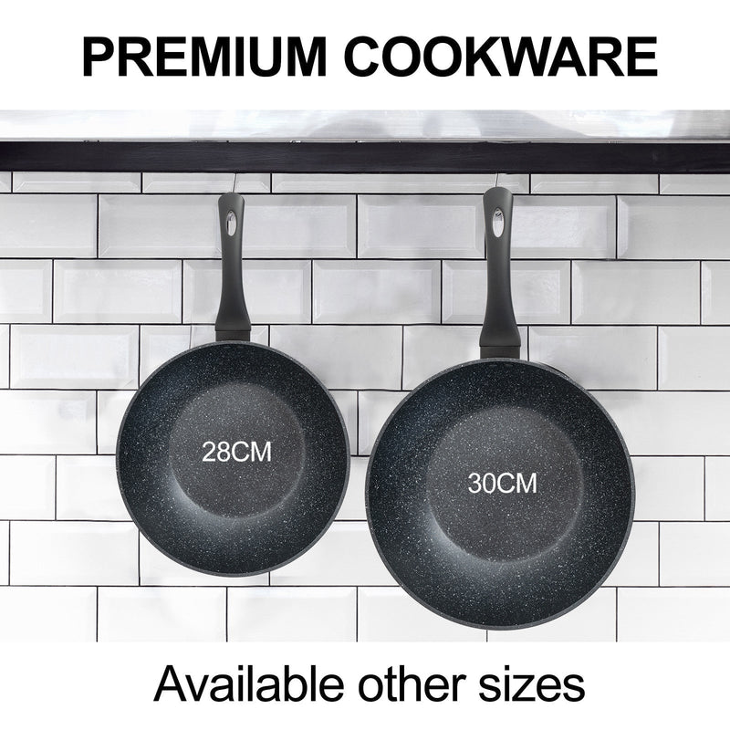 Stone Chef Forged Wok Non Stick Cookware Kitchen Black 30cm Payday Deals