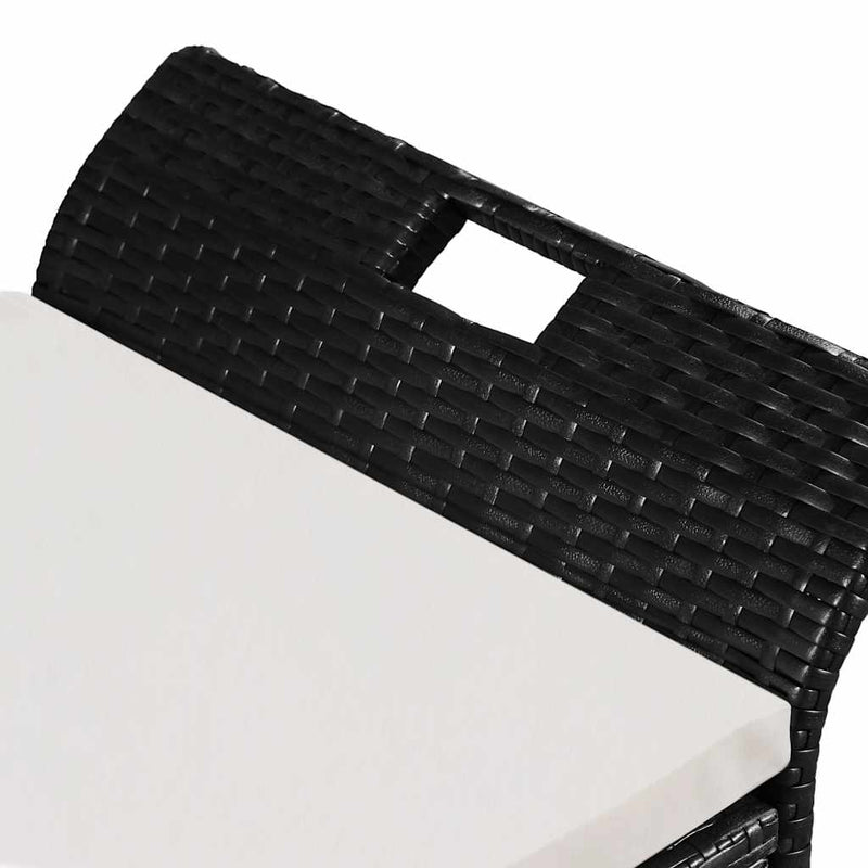 Storage Bench with Cushion 138 cm Poly Rattan Black Payday Deals