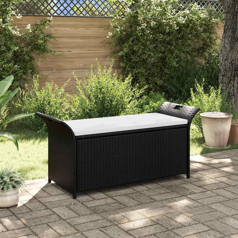 Storage Bench with Cushion 138 cm Poly Rattan Brown Payday Deals