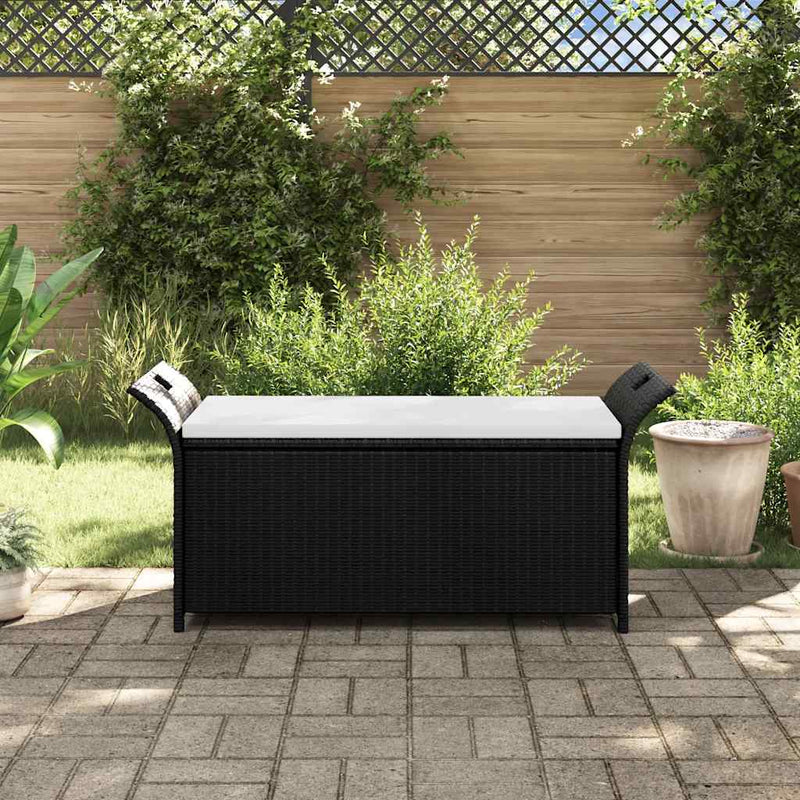 Storage Bench with Cushion 138 cm Poly Rattan Brown Payday Deals
