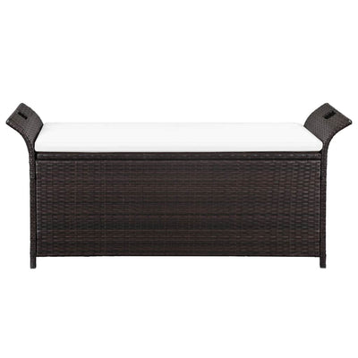 Storage Bench with Cushion 138 cm Poly Rattan Brown Payday Deals