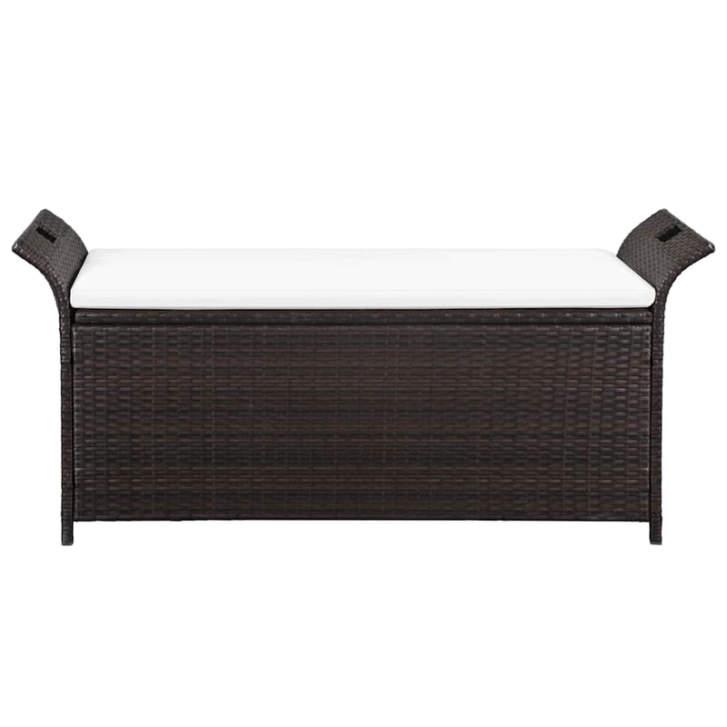 Storage Bench with Cushion 138 cm Poly Rattan Brown Payday Deals