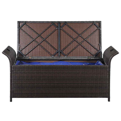Storage Bench with Cushion 138 cm Poly Rattan Brown Payday Deals