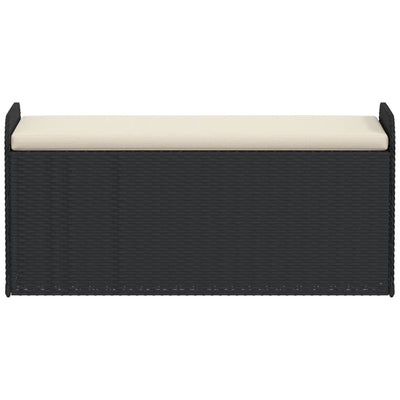 Storage Bench with Cushion Black 115x51x52 cm Poly Rattan Payday Deals