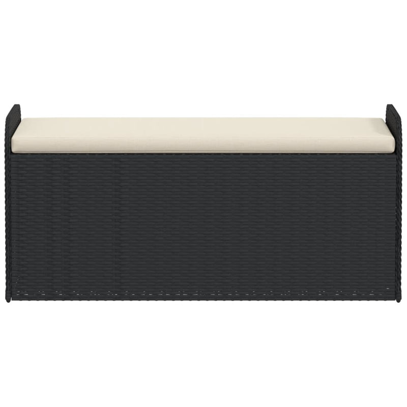 Storage Bench with Cushion Black 115x51x52 cm Poly Rattan Payday Deals