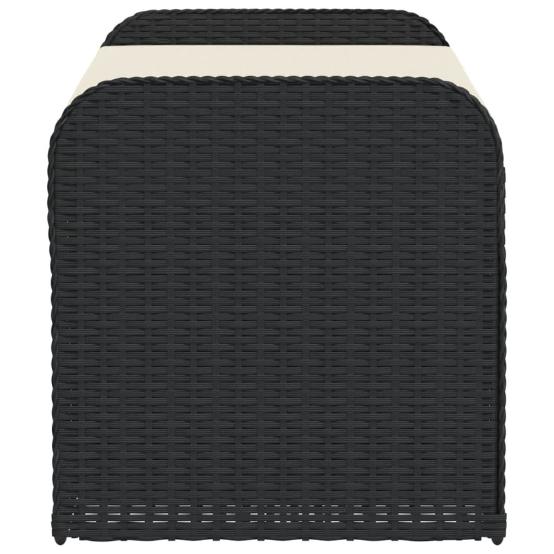 Storage Bench with Cushion Black 115x51x52 cm Poly Rattan Payday Deals