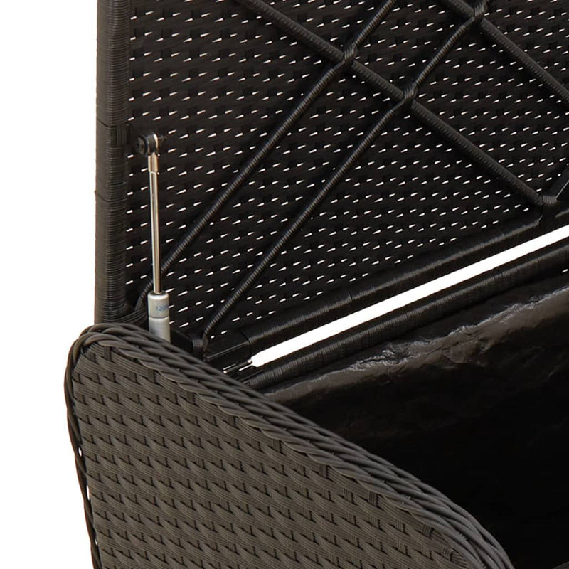 Storage Bench with Cushion Black 115x51x52 cm Poly Rattan Payday Deals