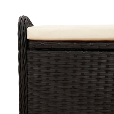 Storage Bench with Cushion Black 115x51x52 cm Poly Rattan Payday Deals