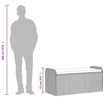 Storage Bench with Cushion Black 115x51x52 cm Poly Rattan Payday Deals
