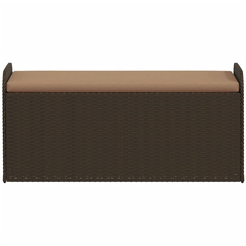 Storage Bench with Cushion Brown 115x51x52 cm Poly Rattan Payday Deals