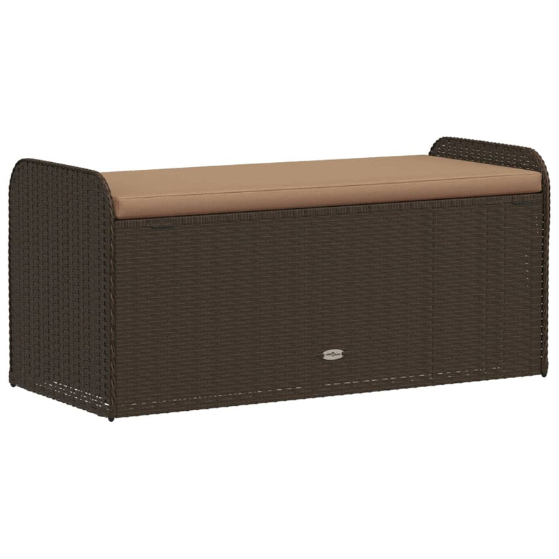 Storage Bench with Cushion Brown 115x51x52 cm Poly Rattan Payday Deals