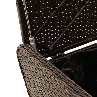 Storage Bench with Cushion Brown 115x51x52 cm Poly Rattan Payday Deals