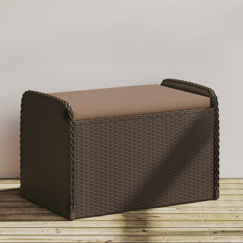 Storage Bench with Cushion Brown 80x51x52 cm Poly Rattan Payday Deals