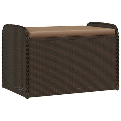 Storage Bench with Cushion Brown 80x51x52 cm Poly Rattan Payday Deals