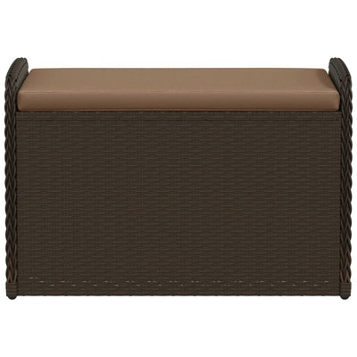 Storage Bench with Cushion Brown 80x51x52 cm Poly Rattan Payday Deals