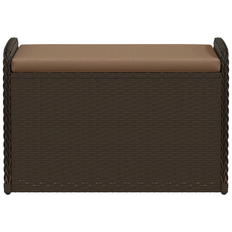 Storage Bench with Cushion Brown 80x51x52 cm Poly Rattan Payday Deals