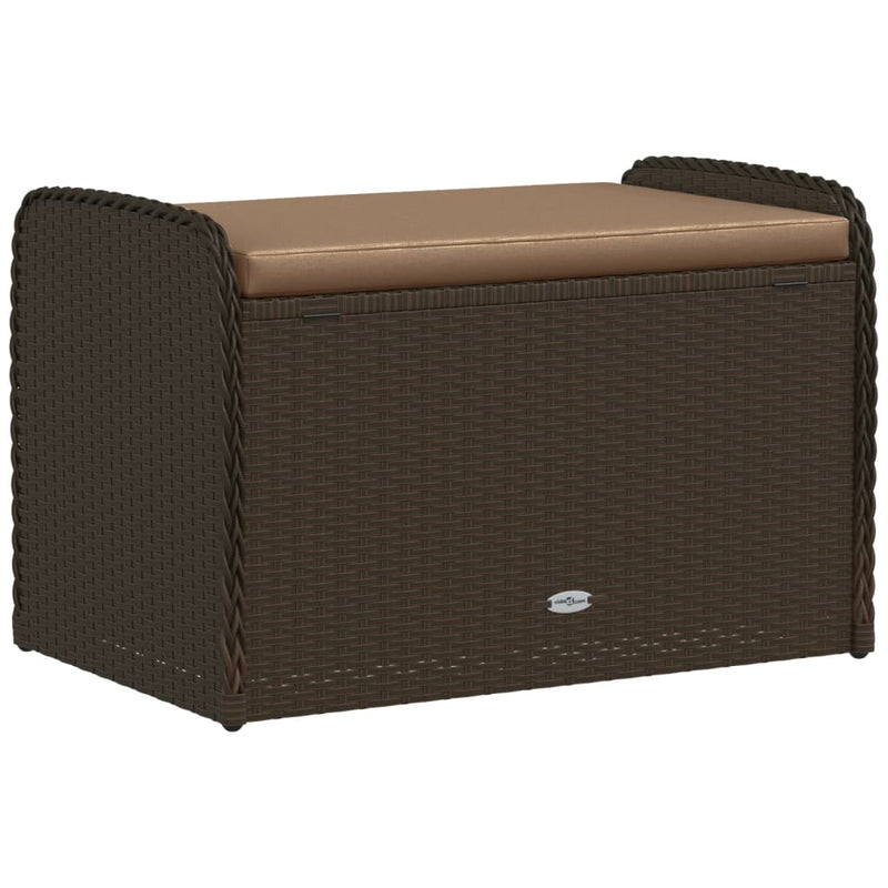 Storage Bench with Cushion Brown 80x51x52 cm Poly Rattan Payday Deals