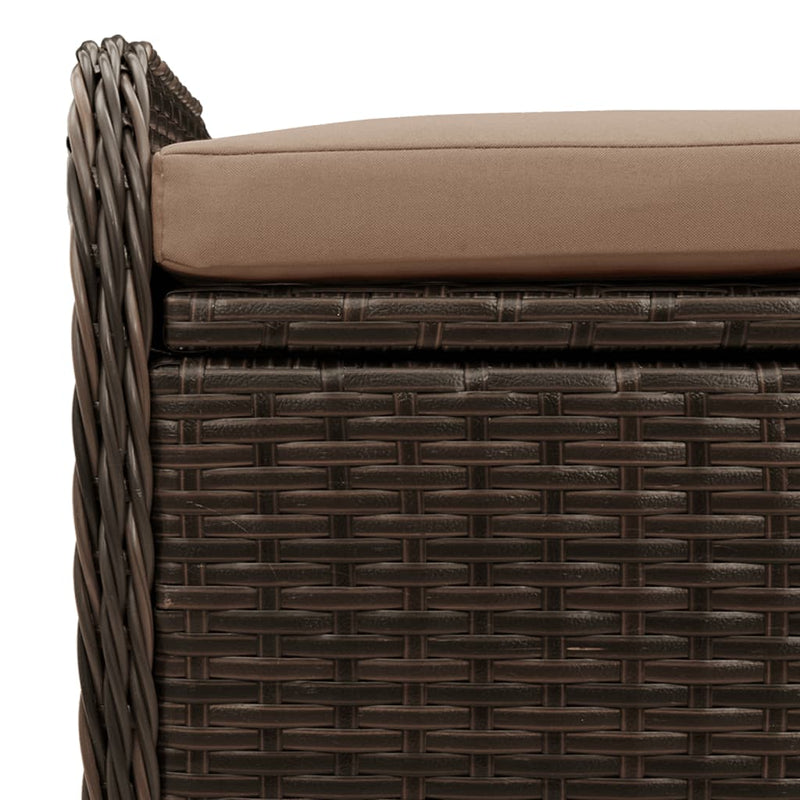 Storage Bench with Cushion Brown 80x51x52 cm Poly Rattan Payday Deals