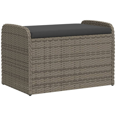 Storage Bench with Cushion Grey 80x51x52 cm Poly Rattan Payday Deals