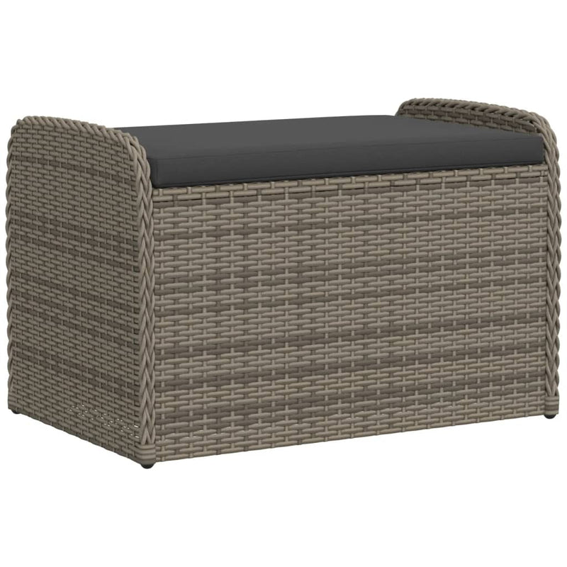 Storage Bench with Cushion Grey 80x51x52 cm Poly Rattan Payday Deals