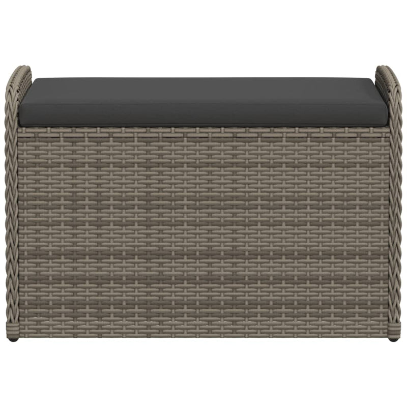 Storage Bench with Cushion Grey 80x51x52 cm Poly Rattan Payday Deals