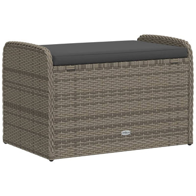 Storage Bench with Cushion Grey 80x51x52 cm Poly Rattan Payday Deals