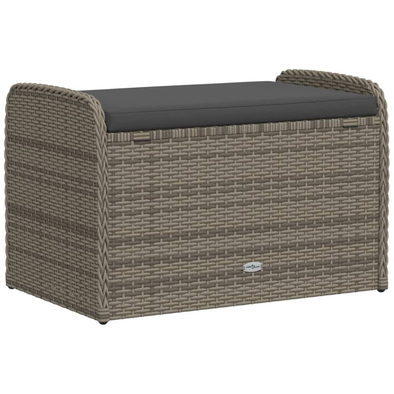 Storage Bench with Cushion Grey 80x51x52 cm Poly Rattan Payday Deals