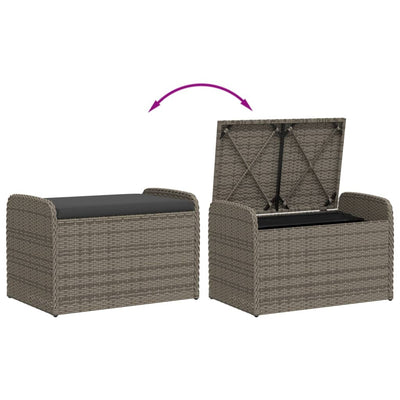 Storage Bench with Cushion Grey 80x51x52 cm Poly Rattan Payday Deals