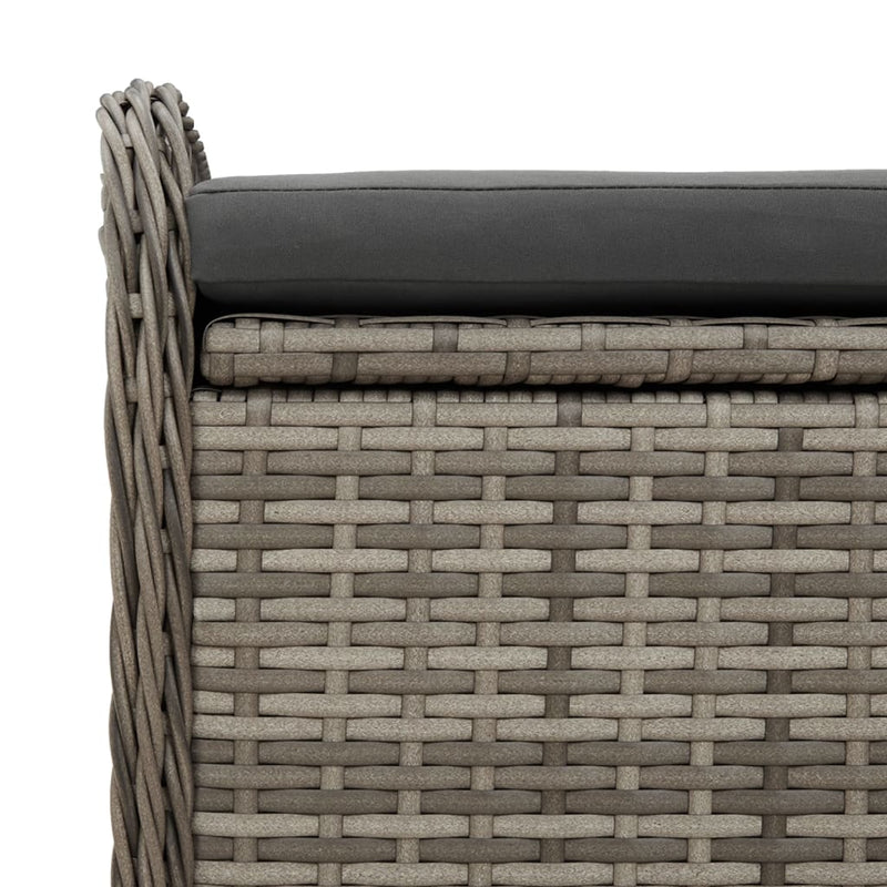 Storage Bench with Cushion Grey 80x51x52 cm Poly Rattan Payday Deals