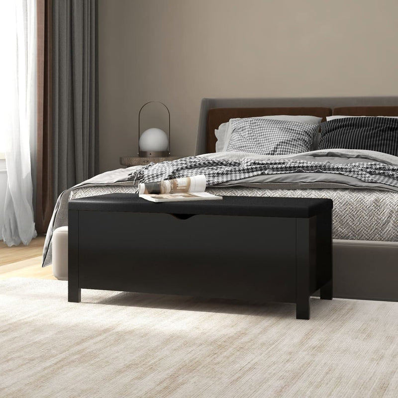Storage Box with Cushion Black 105x40x45 cm Engineered Wood Payday Deals