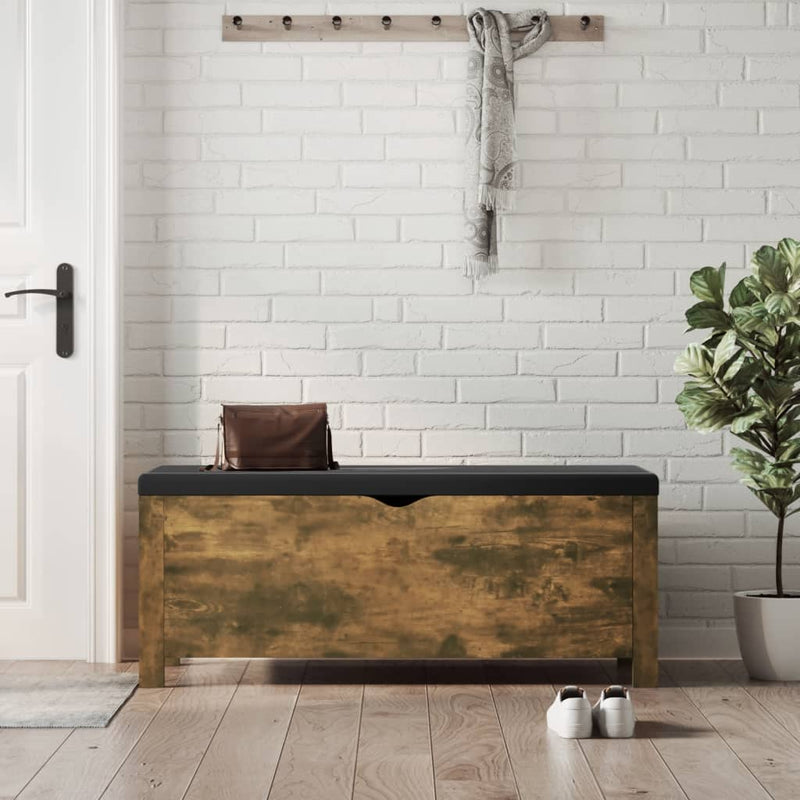 Storage Box with Cushion Smoked Oak 105x40x45 cm Payday Deals