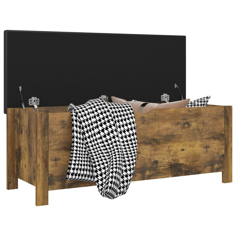 Storage Box with Cushion Smoked Oak 105x40x45 cm Payday Deals