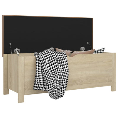 Storage Box with Cushion Sonoma Oak 105x40x45 cm Engineered Wood Payday Deals
