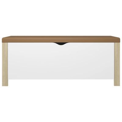 Storage Box with Cushion White and Sonoma Oak 105x40x45 cm Engineered Wood Payday Deals