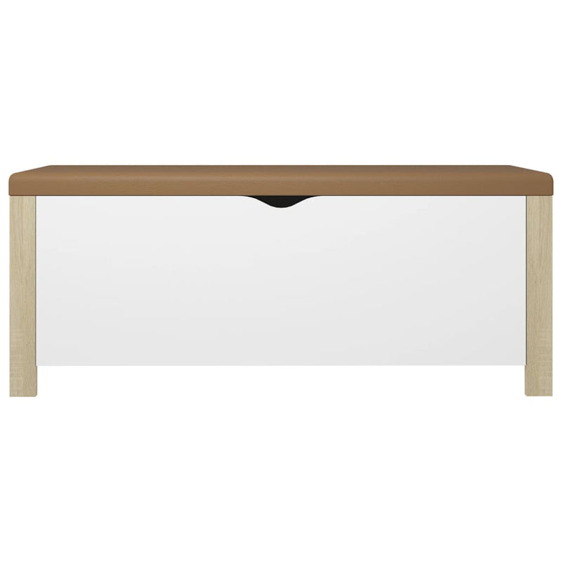 Storage Box with Cushion White and Sonoma Oak 105x40x45 cm Engineered Wood Payday Deals