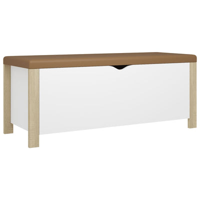 Storage Box with Cushion White & Sonoma Oak 105x40x45 cm Payday Deals