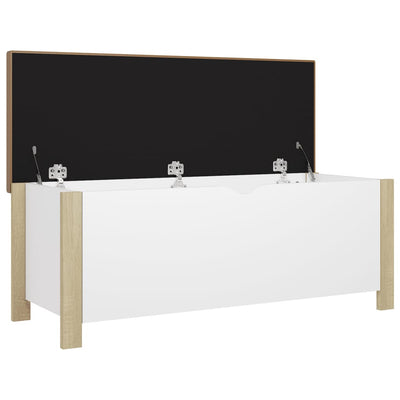 Storage Box with Cushion White & Sonoma Oak 105x40x45 cm Payday Deals