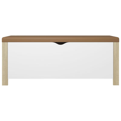 Storage Box with Cushion White & Sonoma Oak 105x40x45 cm Payday Deals