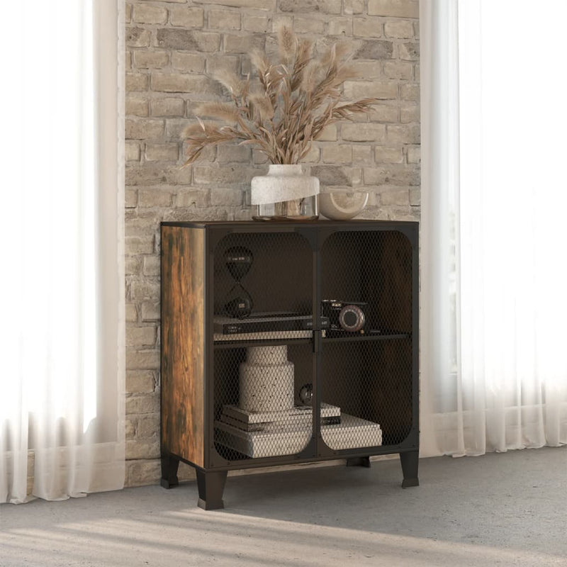Storage Cabinet Rustic Brown 72x36x82 cm Metal and MDF Payday Deals